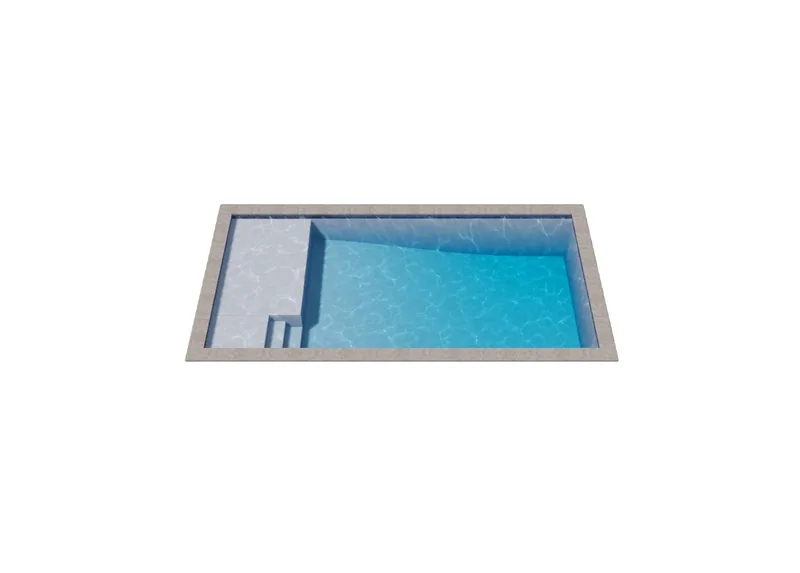 A rectangular pool with entry steps along one end.