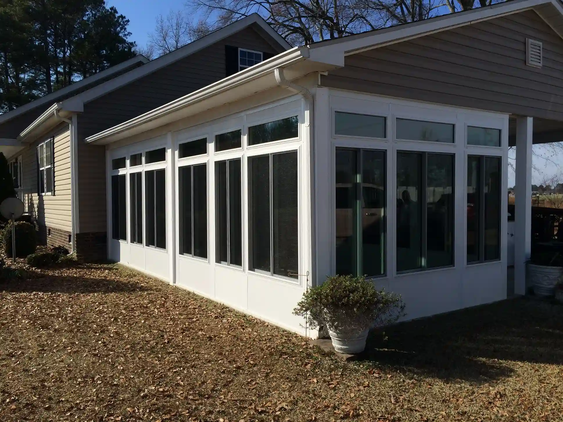 Modern sunroom addition exterior