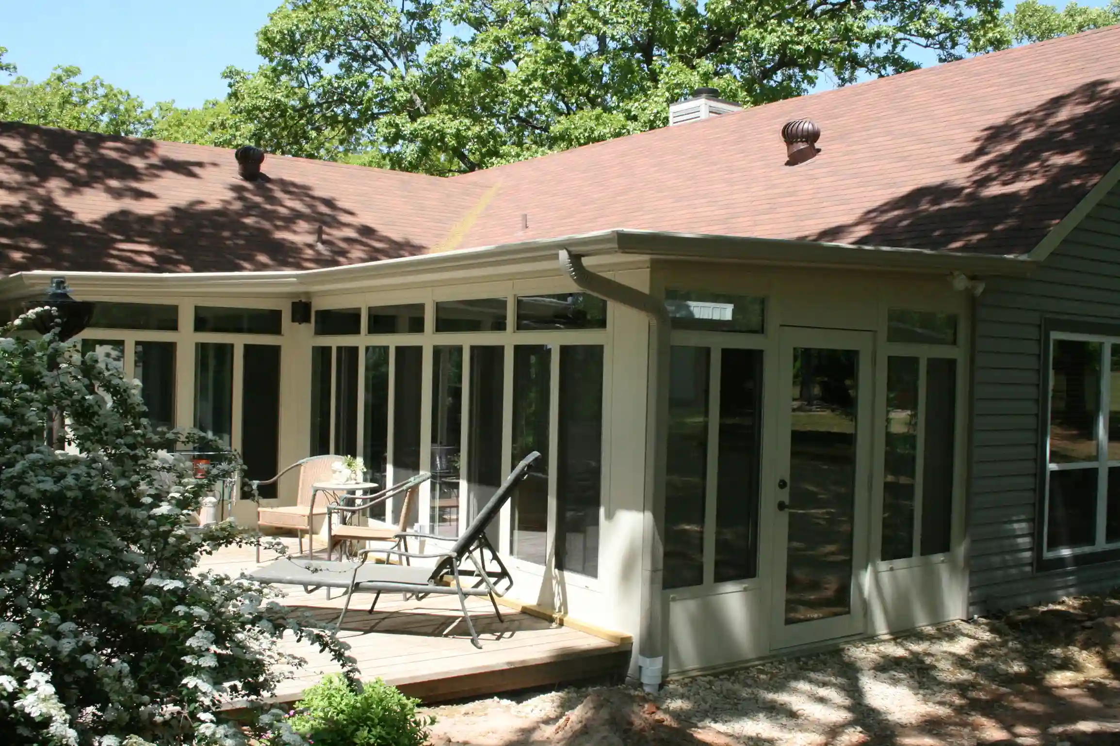 Covered patio seating area