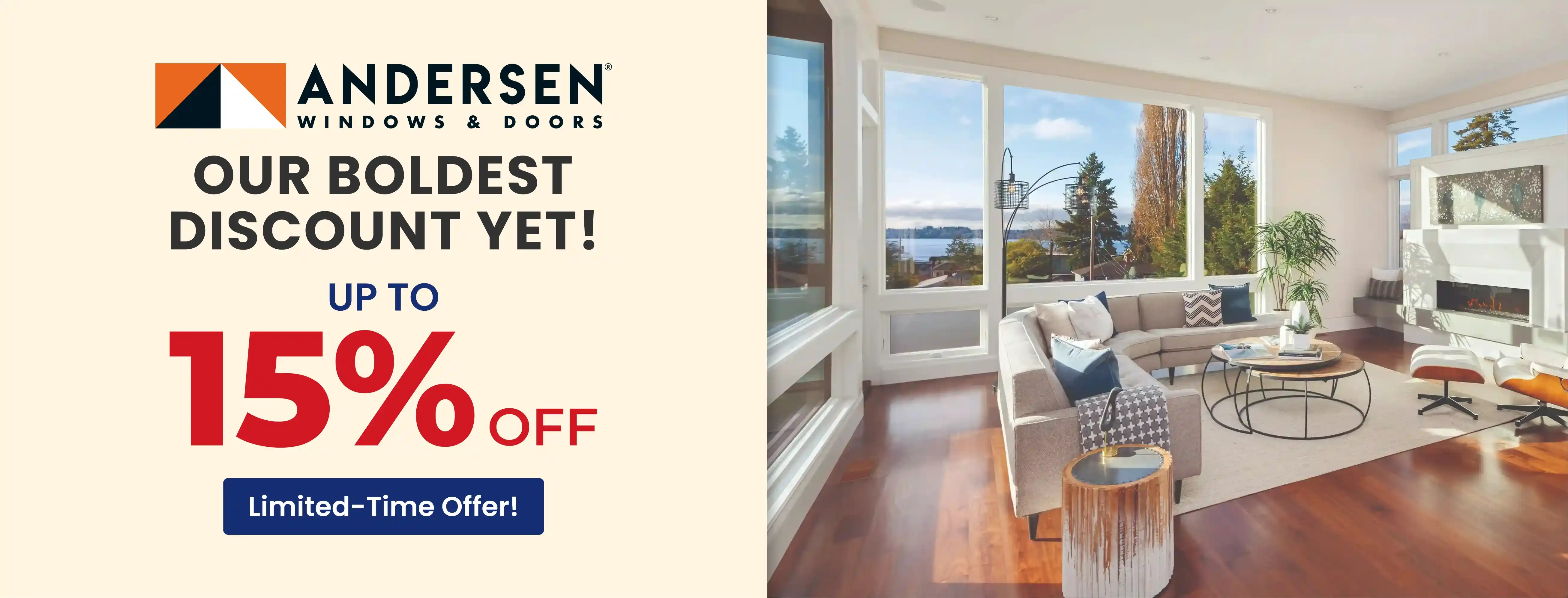 Andersen Windows & Doors: up to 15% off, limited-time offer