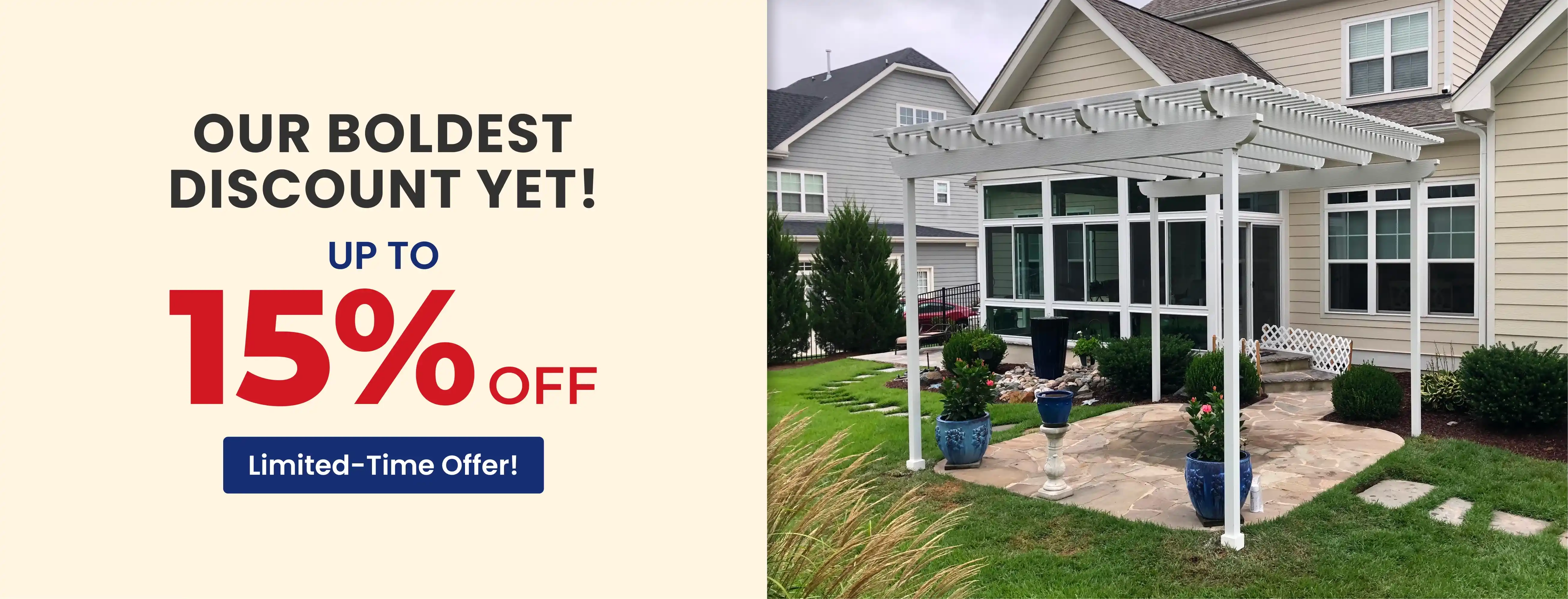 Limited-time offer: up to 15% off pergolas