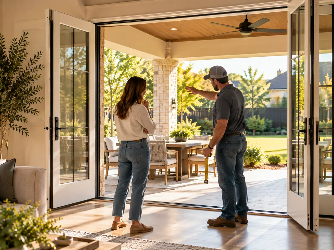 Planning a hinged patio doors project with a homeowner