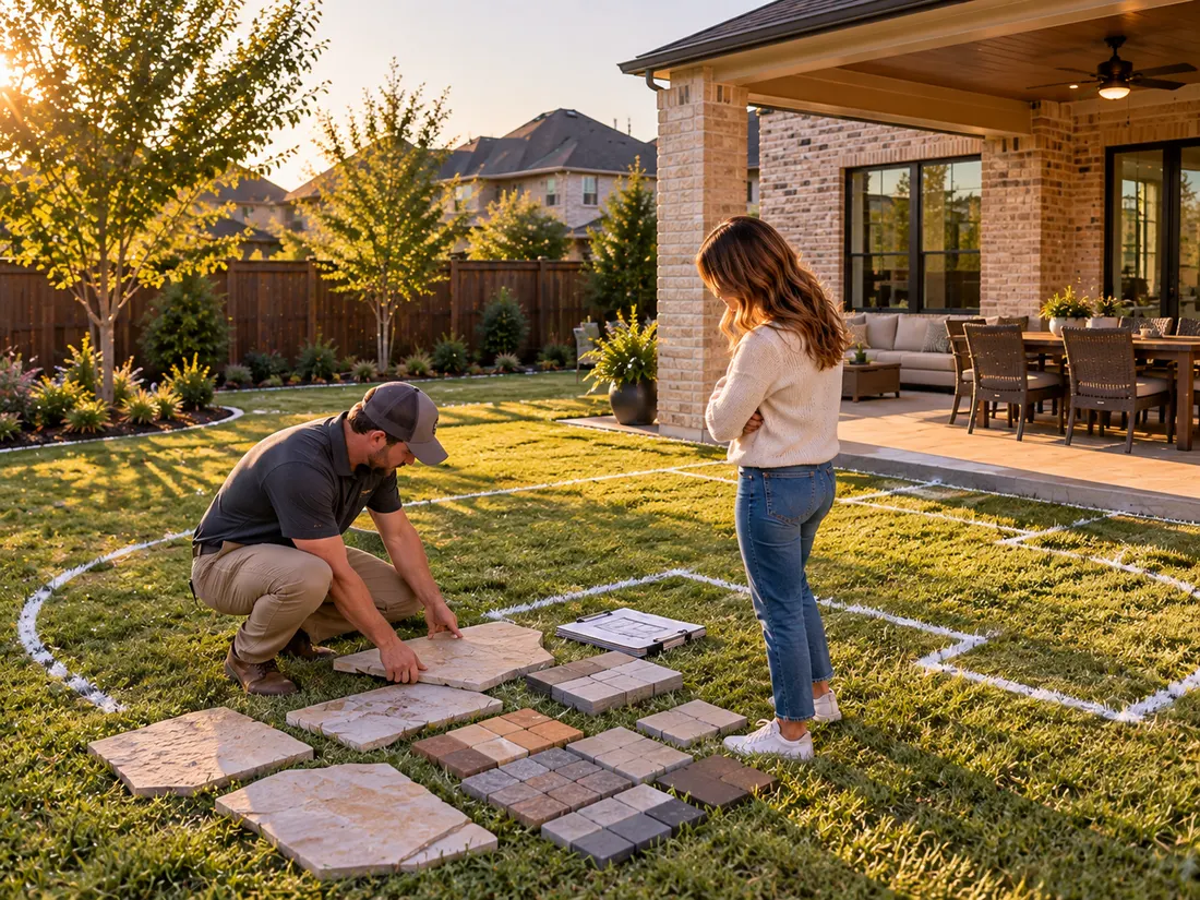 Planning a hardscaping project with a homeowner